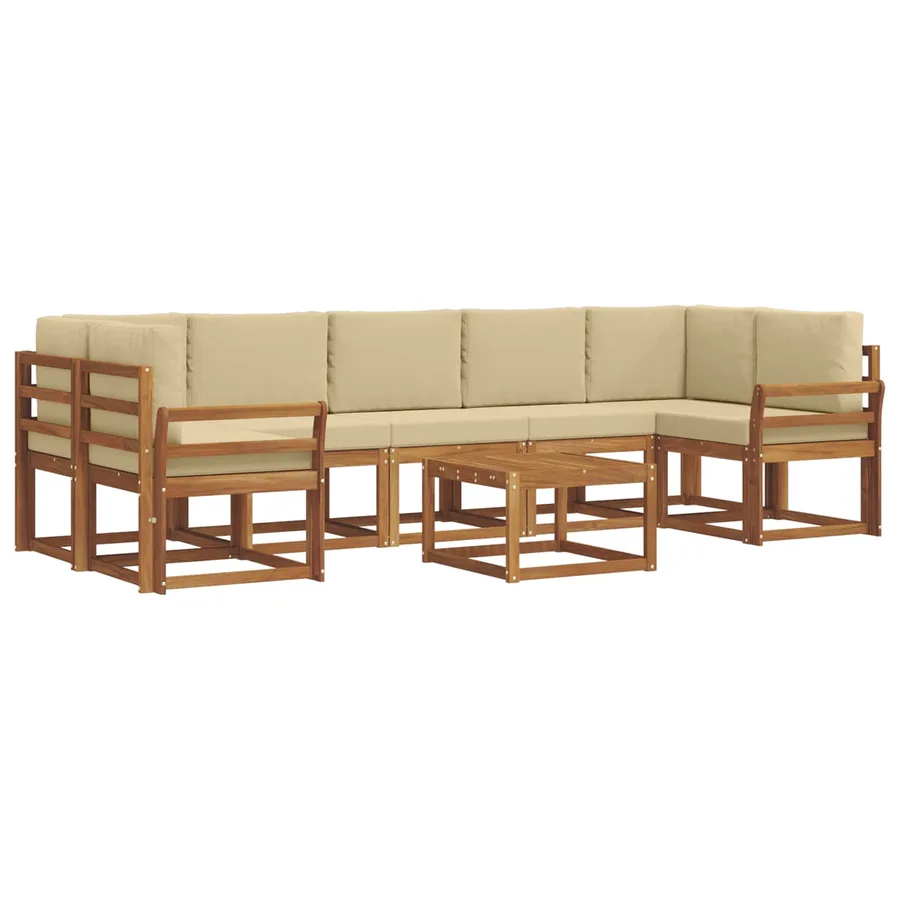 Ensemble de canapés d'extérieur 8 pcs Naturel et Beige - 2