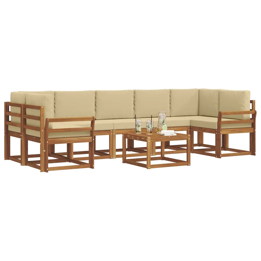 Ensemble de canapés d'extérieur 8 pcs Naturel et Beige - 3