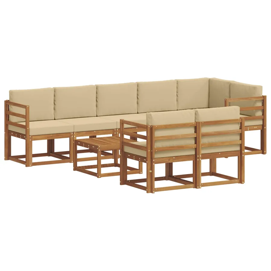 Ensemble de canapés d'extérieur 9 pcs Naturel et Beige - 2
