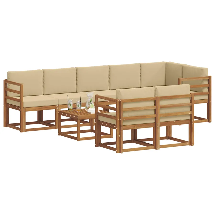 Ensemble de canapés d'extérieur 9 pcs Naturel et Beige - 3