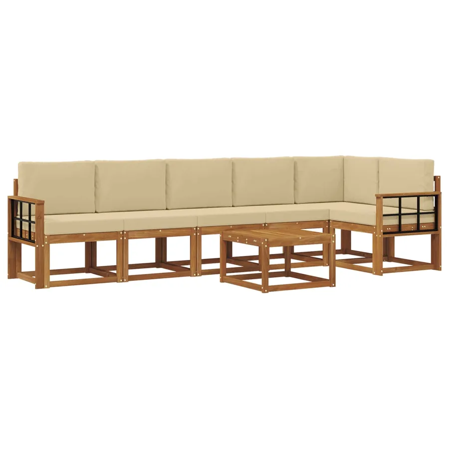 Ensemble de canapés d'extérieur 7 pcs Naturel et Beige - 2