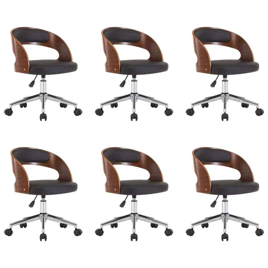 Chaises pivotantes à manger lot de 6 bois courbé et similicuir - 2
