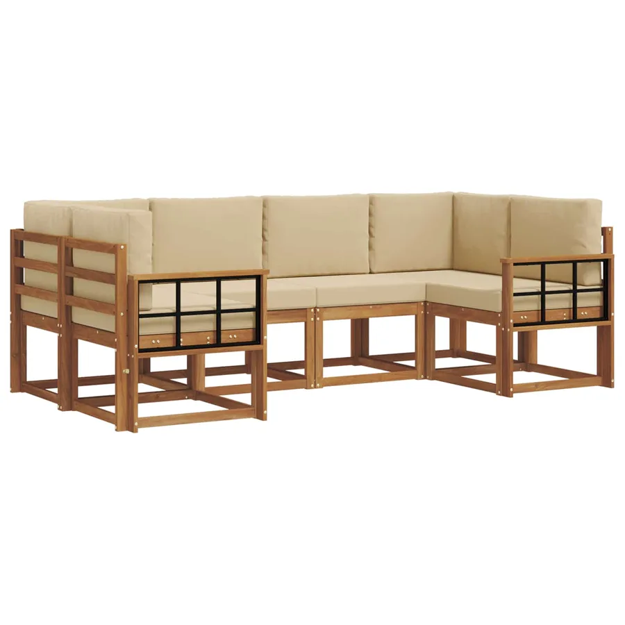 Ensemble de canapés d'extérieur 6 pcs Naturel et Beige - 2