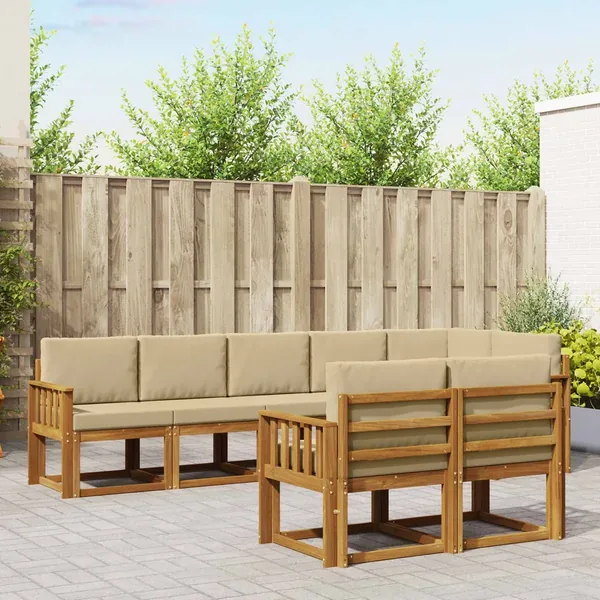 Ensemble de canapés d'extérieur 8 pcs Naturel et Beige