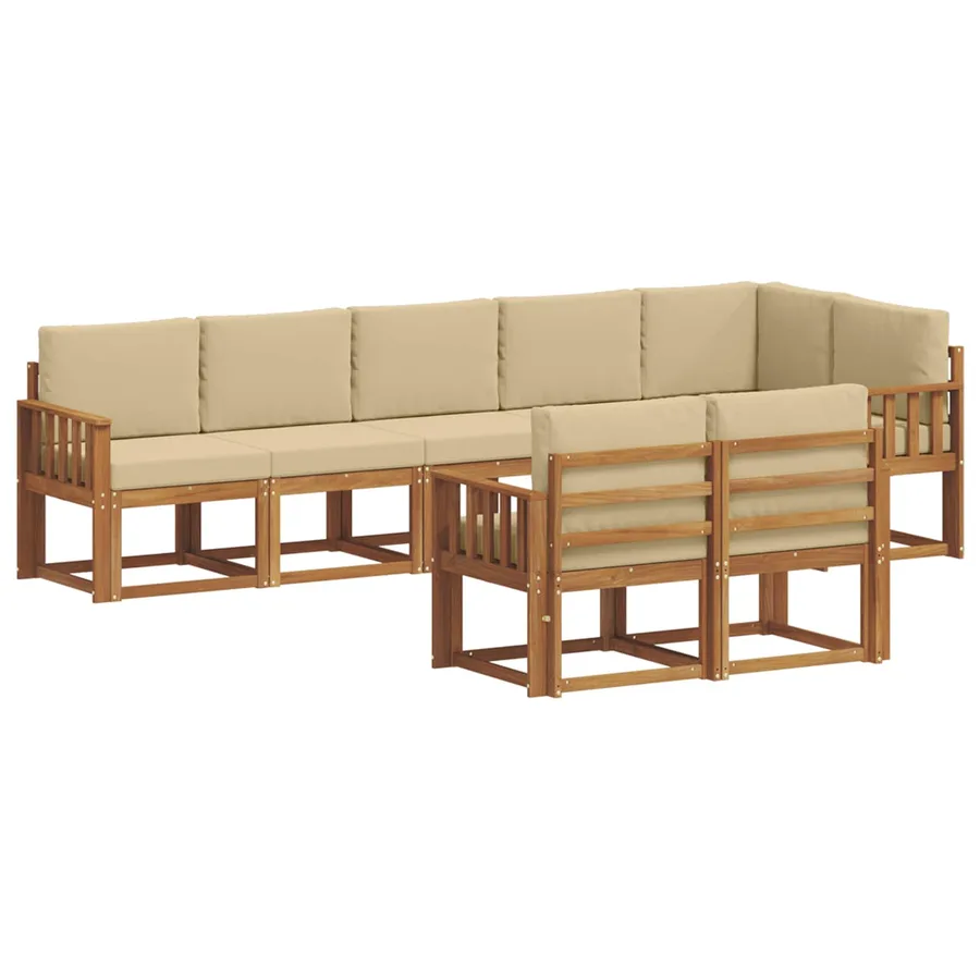 Ensemble de canapés d'extérieur 8 pcs Naturel et Beige - 2