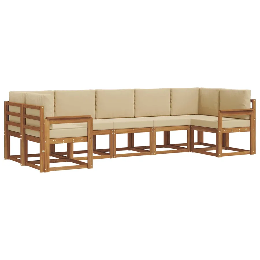 Ensemble de canapés d'extérieur 7 pc Naturel et Beige - 2