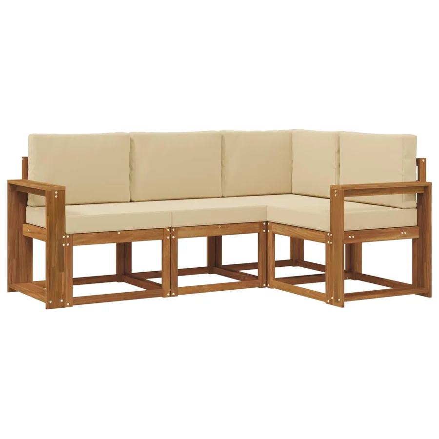 Ensemble de canapés d'extérieur 4 pcs Naturel et Beige - 2