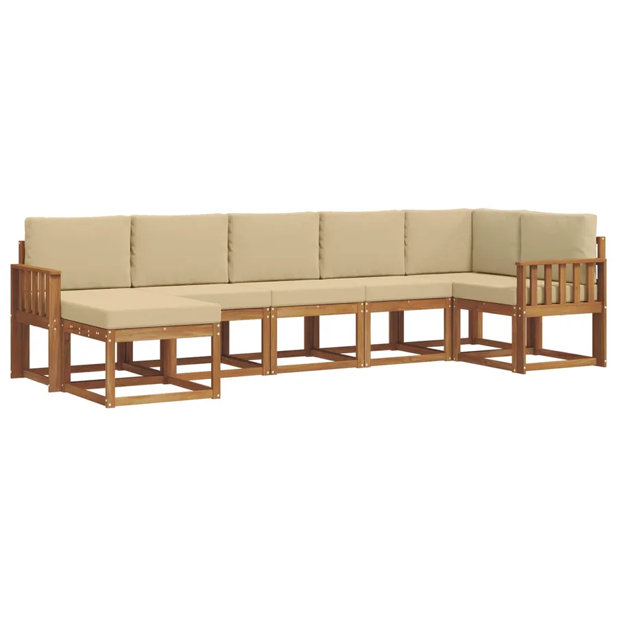 Ensemble de canapés d'extérieur 7 pcs Naturel et Beige - 2