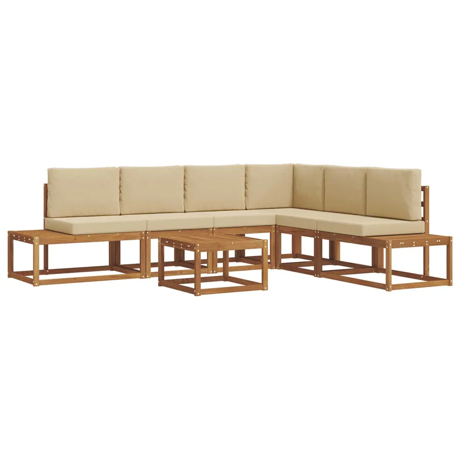 Ensemble de canapés d'extérieur 7 Pièce Naturel et Beige - 2