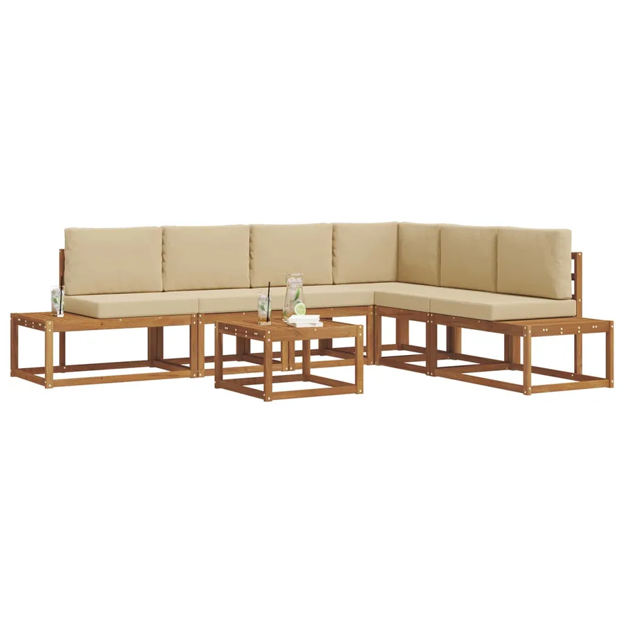 Ensemble de canapés d'extérieur 7 Pièce Naturel et Beige - 3