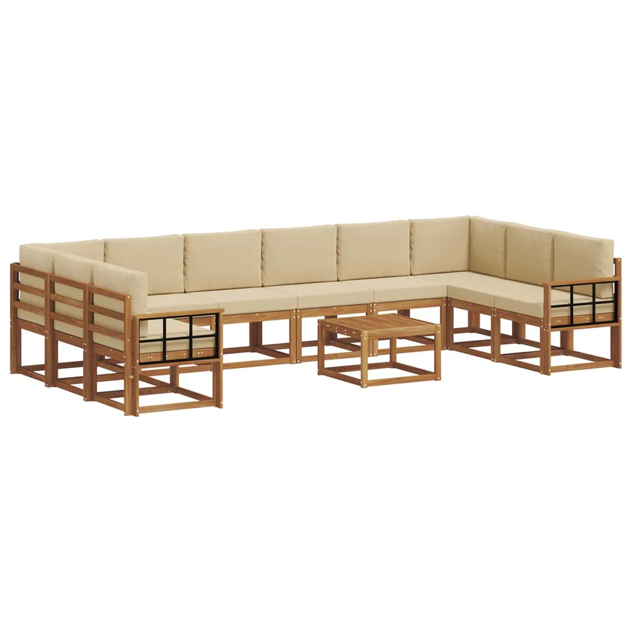 Ensemble de canapés d'extérieur 11 pcs Naturel et Beige - 2