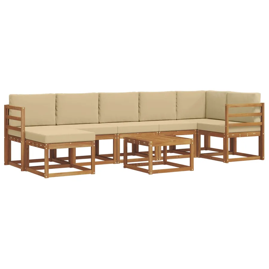 Ensemble de canapés d'extérieur 8 pcs Naturel et Beige - 2