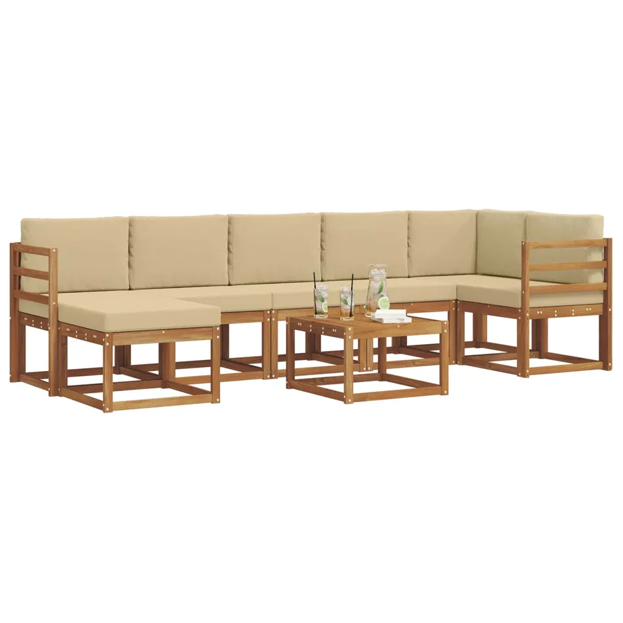 Ensemble de canapés d'extérieur 8 pcs Naturel et Beige - 3