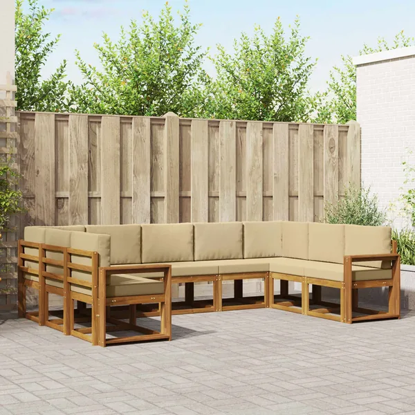 Ensemble de canapés d'extérieur 9 pcs Naturel et Beige