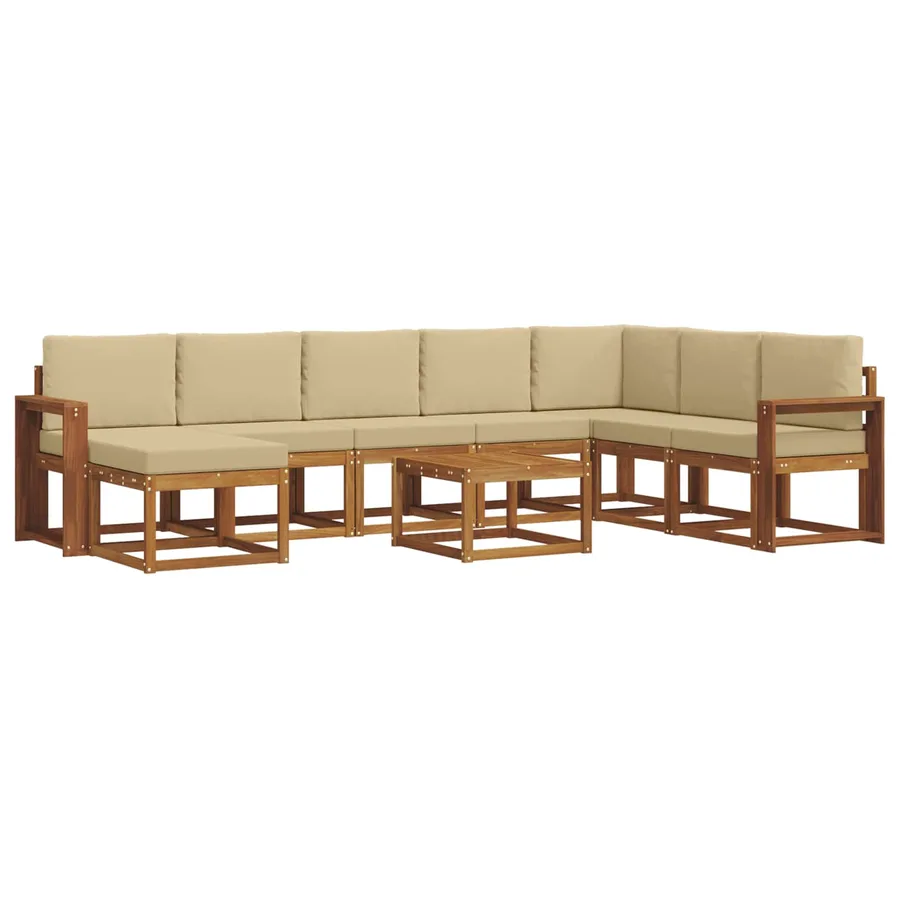 Ensemble de canapés d'extérieur 9 pcs Naturel et Beige - 2