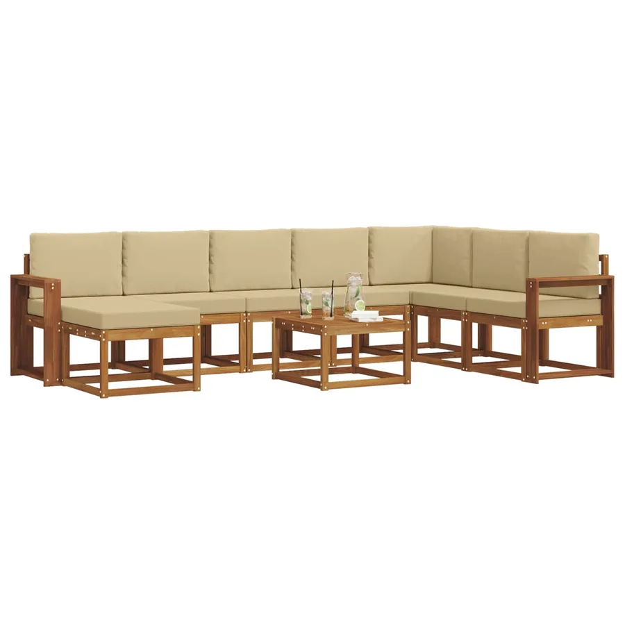 Ensemble de canapés d'extérieur 9 pcs Naturel et Beige - 3