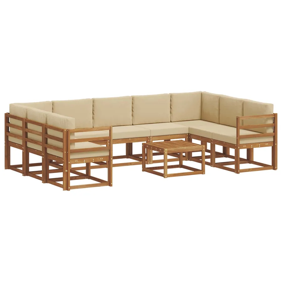 Ensemble de canapés d'extérieur 10 pcs Naturel et Beige - 2