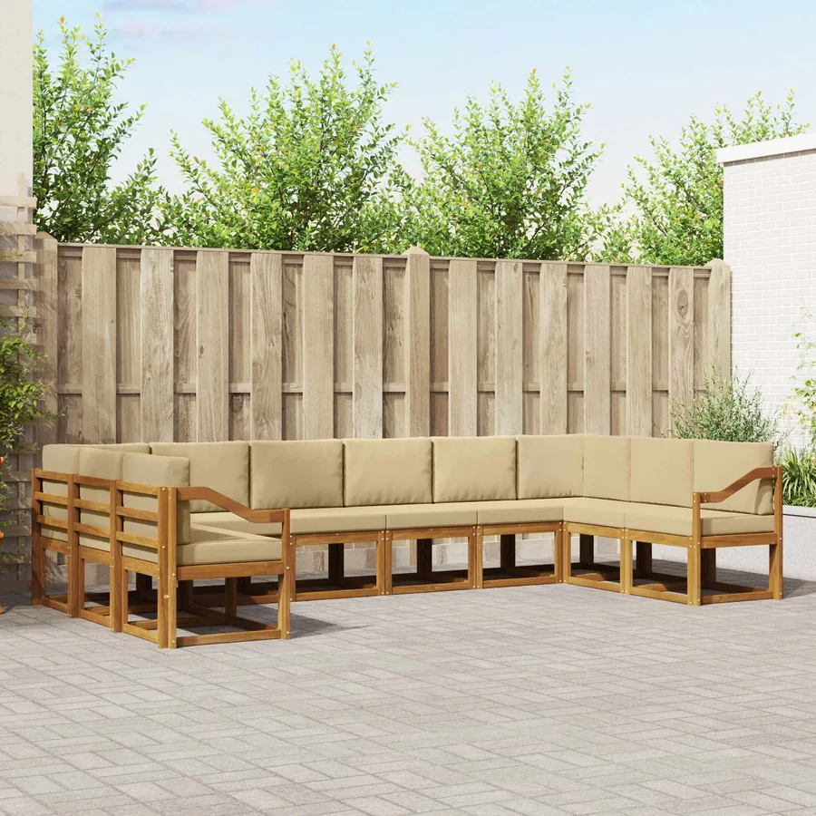 Ensemble de canapés d'extérieur 10 pcs Naturel et Beige
