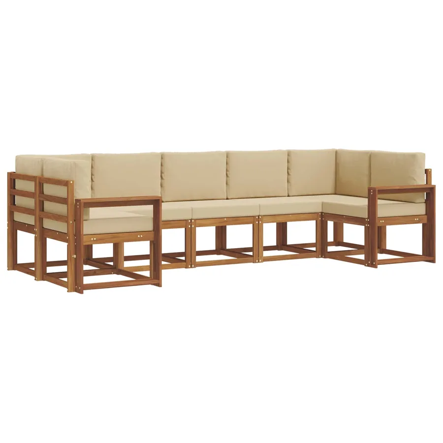 Ensemble de canapés d'extérieur 7 pc Naturel et Beige - 2