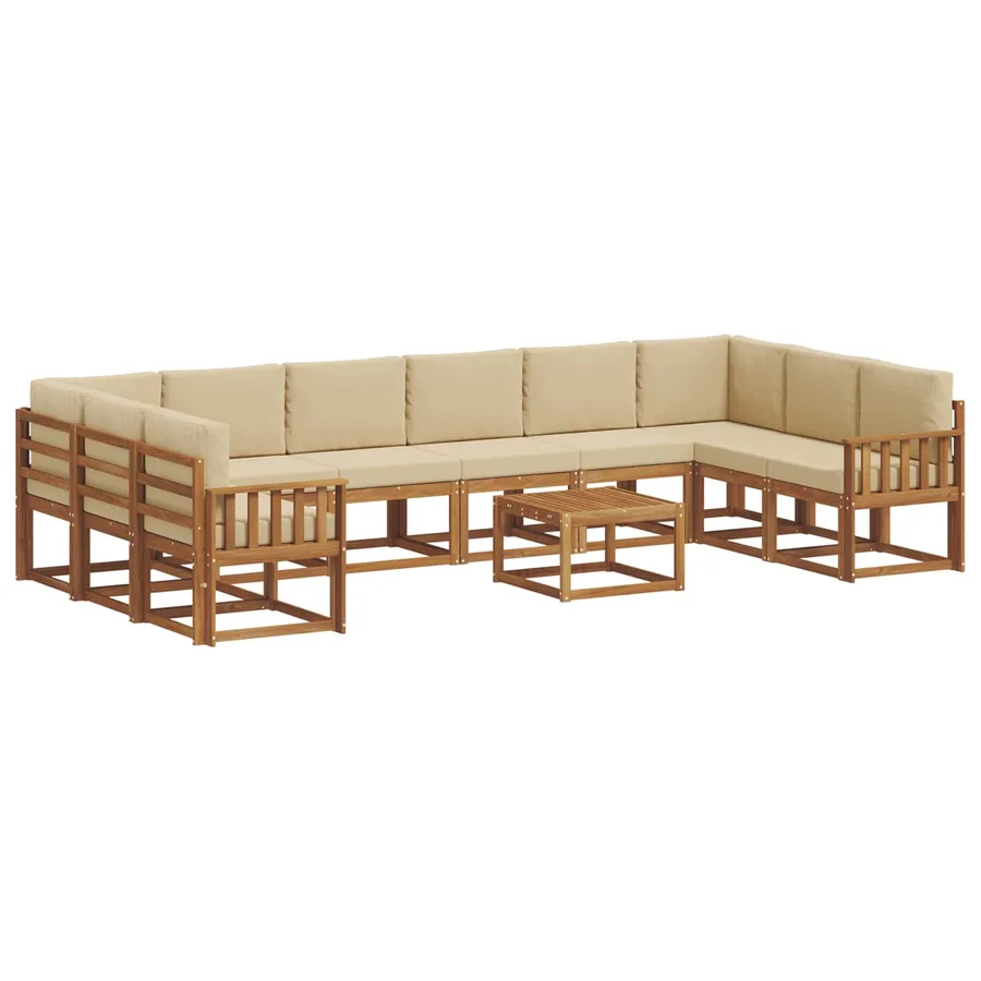 Ensemble de canapés d'extérieur 11 pcs Naturel et Beige - 2
