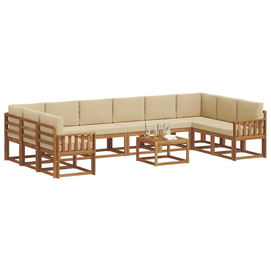 Ensemble de canapés d'extérieur 11 pcs Naturel et Beige - 3