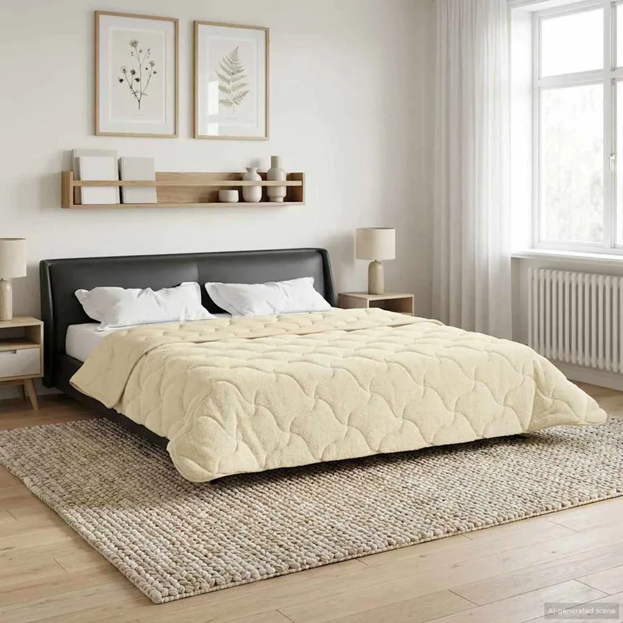 Duvet d'hiver Crème 240 x 260 cm Microfibre et polaire Teddy - 4