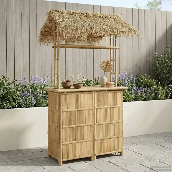 Table de bar extérieure Naturel 115 x 95 x 215 cm Bambou