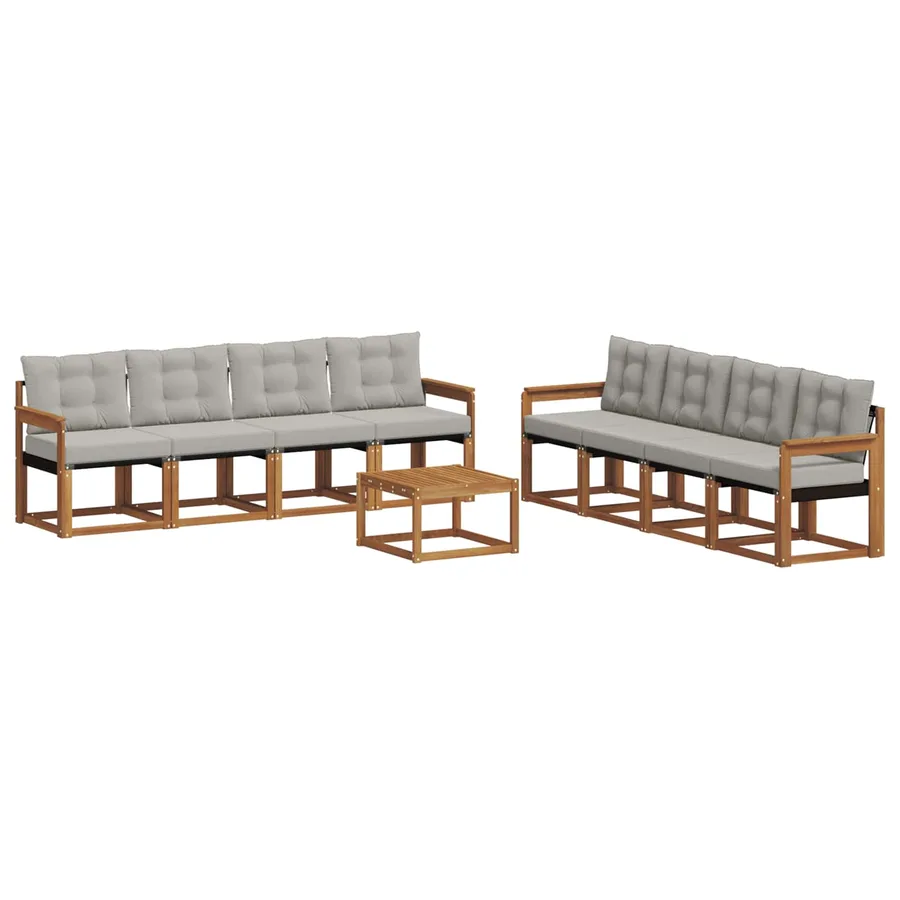 Ensemble de canapés d'extérieur 9 pcs Gris Naturel et Clair - 2