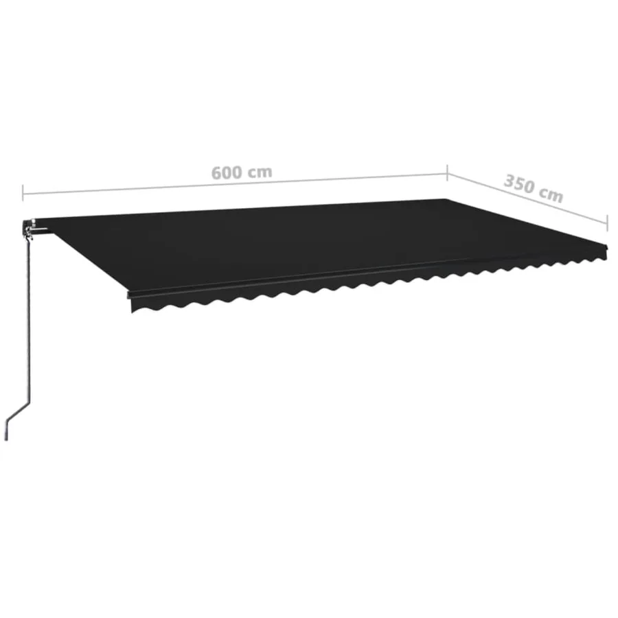 Auvent manuel rétractable avec LED 600x350 cm Anthracite - 7