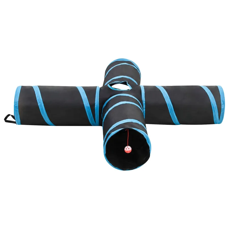 Tunnel pour chats à 4 voies Noir et bleu 132 cm Polyester - 3