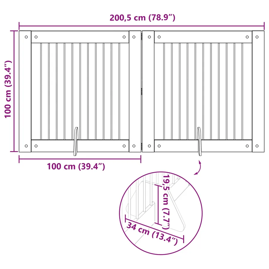 Porte de chien pliable avec supports 2 pcs Chêne artisanal - 10