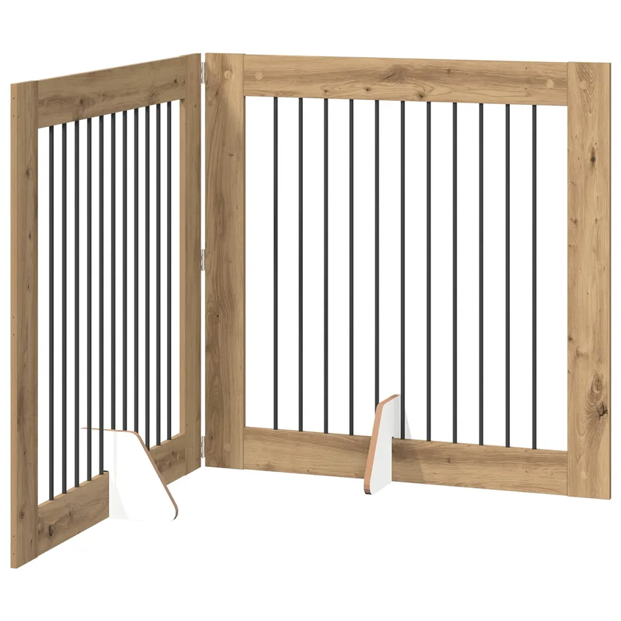 Porte de chien pliable avec supports 2 pcs Chêne artisanal - 2