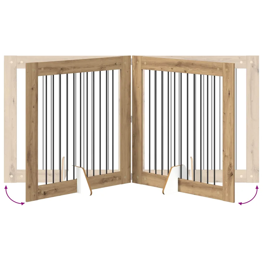 Porte de chien pliable avec supports 2 pcs Chêne artisanal - 7