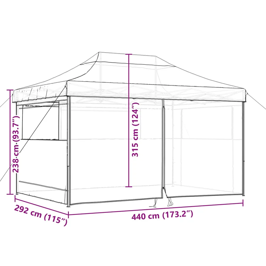 Tente de fête Marron 292 x 440 x 315 cm Tissu Oxford - 12
