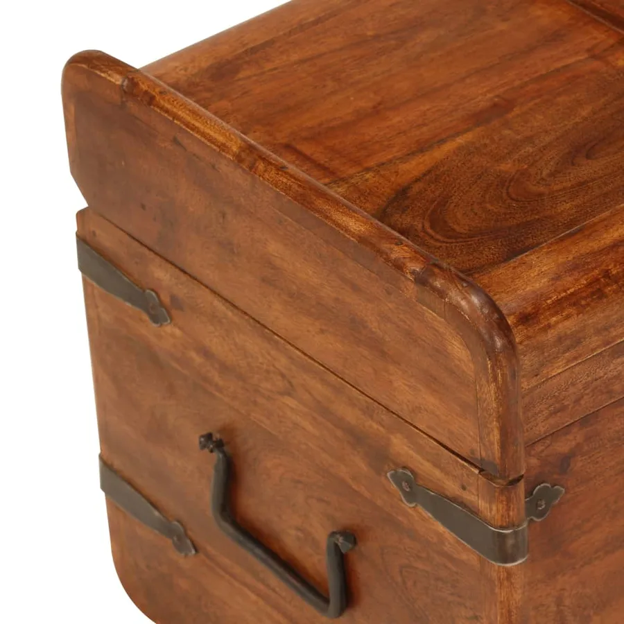 Coffre de rangement 2 pcs Bois d'acacia solide et finition miel - 11