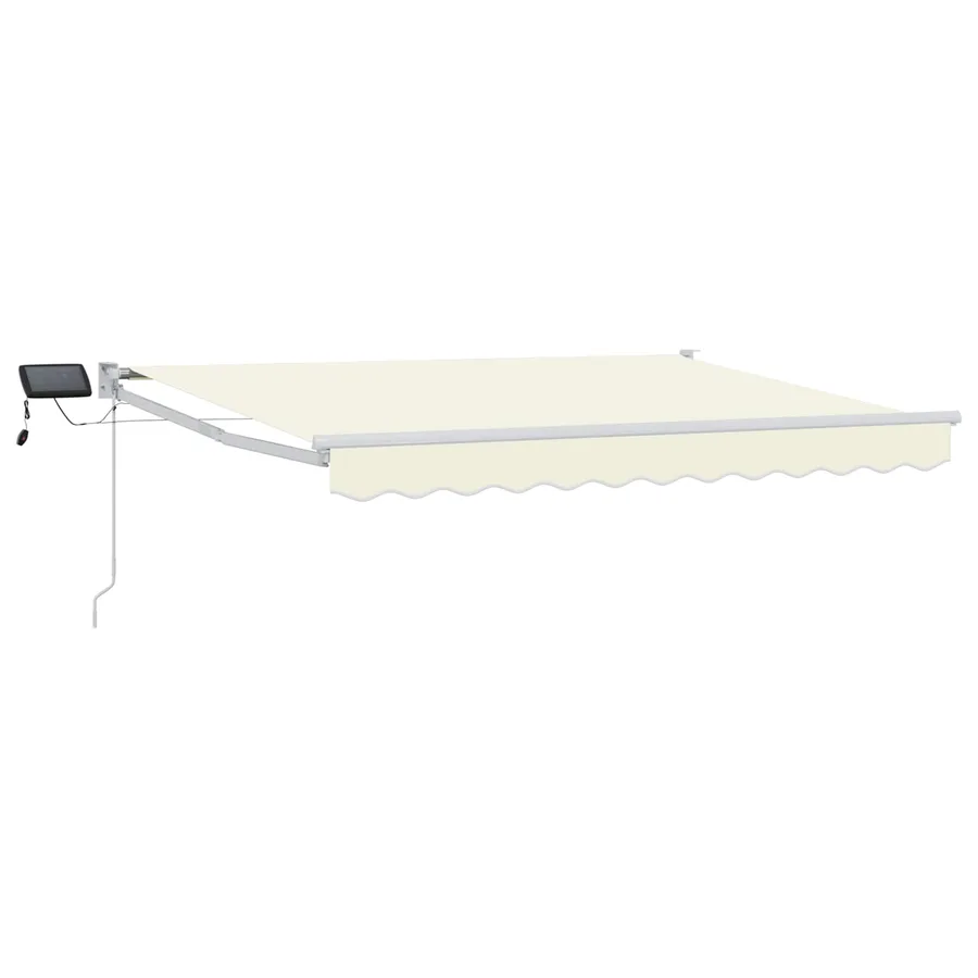 Store rétractable manuel avec LEDs Crème et Blanc 3 x 2 m - 2