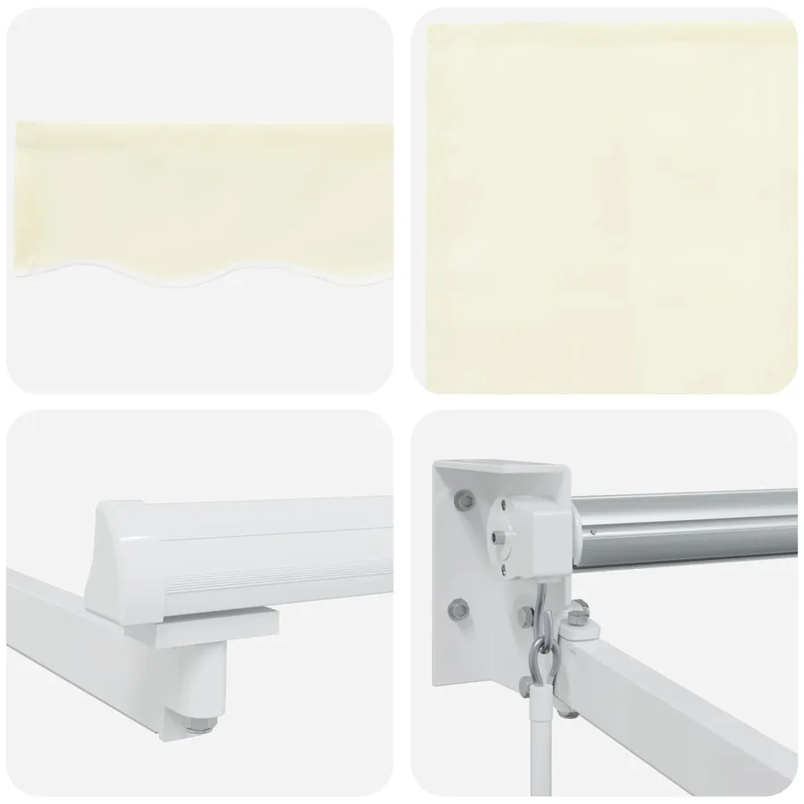 Store rétractable manuel avec LEDs Crème et Blanc 3 x 2 m - 9