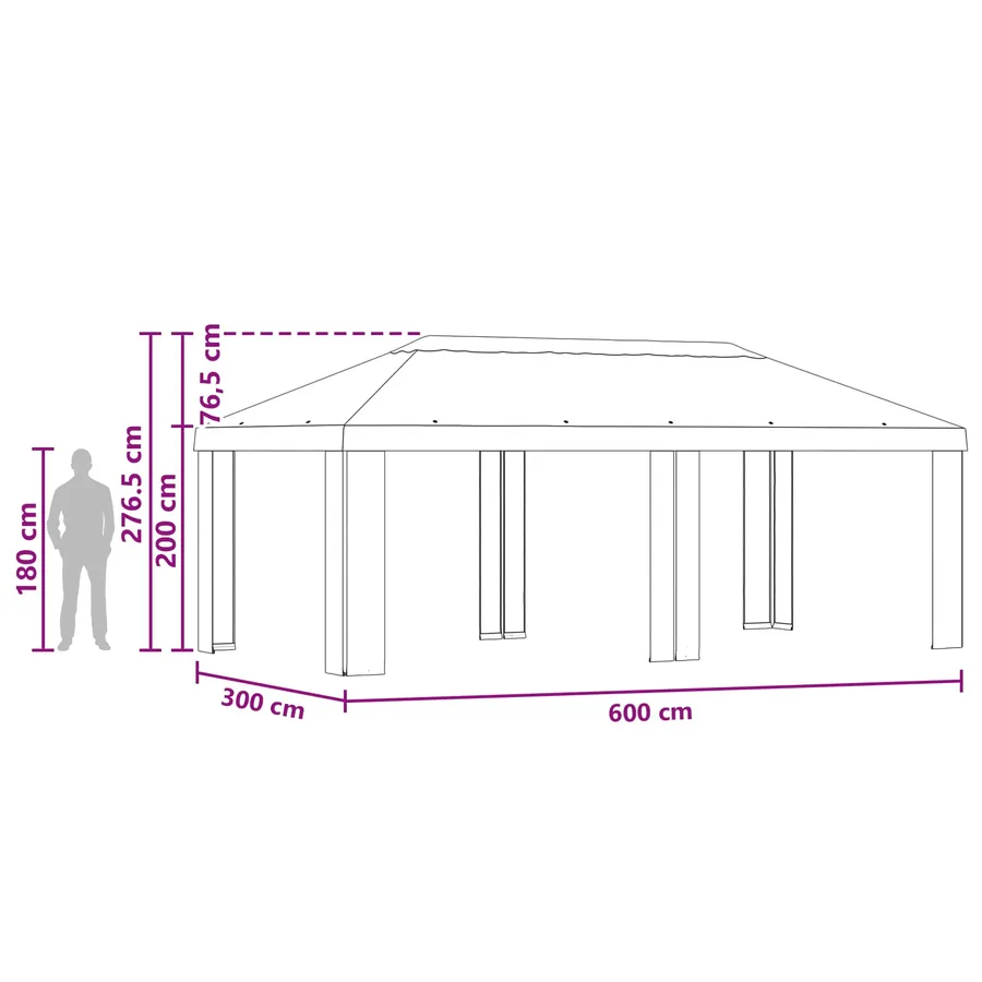 Housse de Gazebo 6 x 3 m Beige Polyester 190 gsm - 6