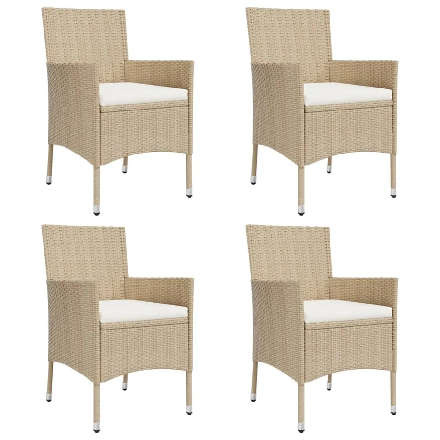 Ensemble de bistro de jardin 5 pcs coussins beige poly rotin - 4