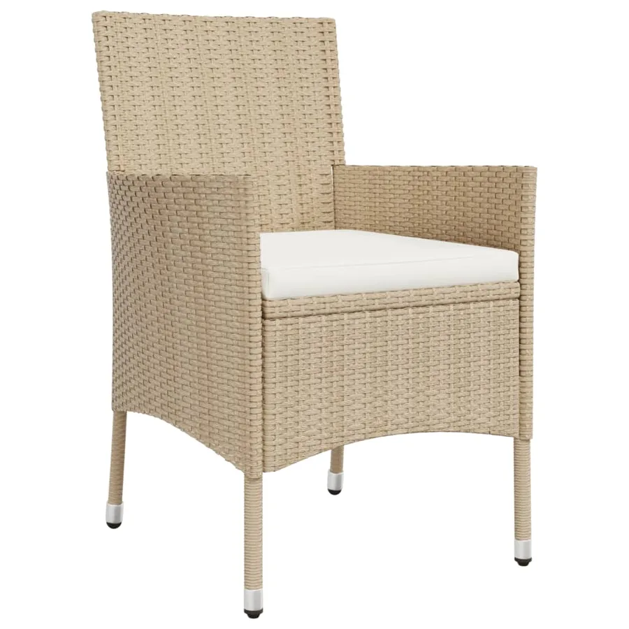 Ensemble de bistro de jardin 5 pcs coussins beige poly rotin - 5