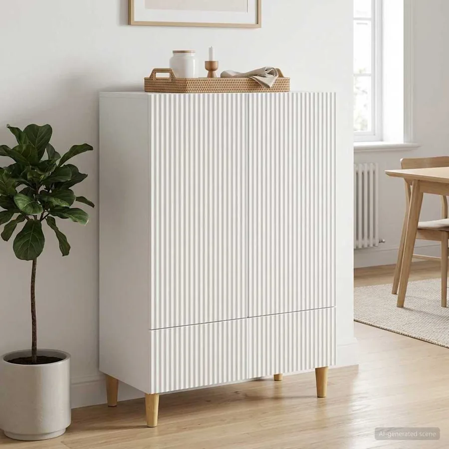 Buffet Blanc 66 x 34,5 x 95 cm Bois d'ingénierie