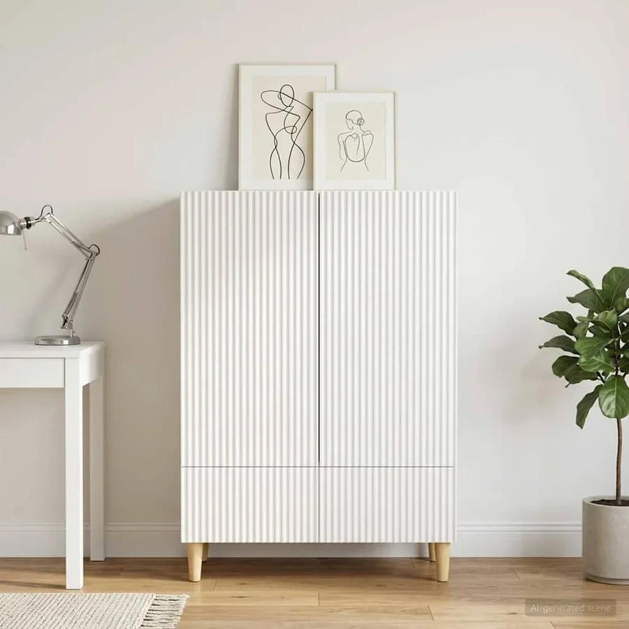 Buffet Blanc 66 x 34,5 x 95 cm Bois d'ingénierie - 3