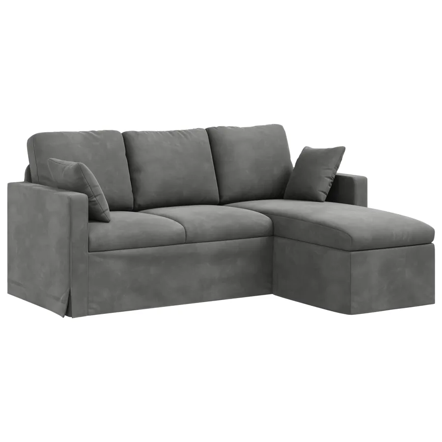 Canapé Gris foncé 178 x 134 x 80 cm Velours - 2