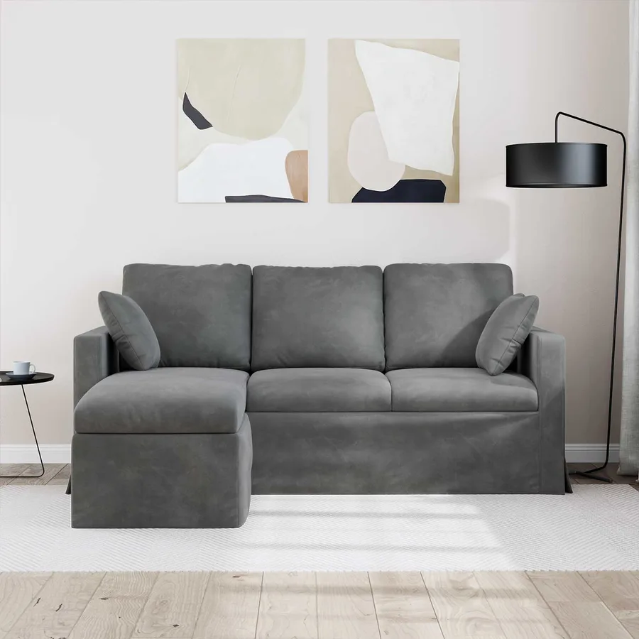 Canapé Gris foncé 178 x 134 x 80 cm Velours - 3