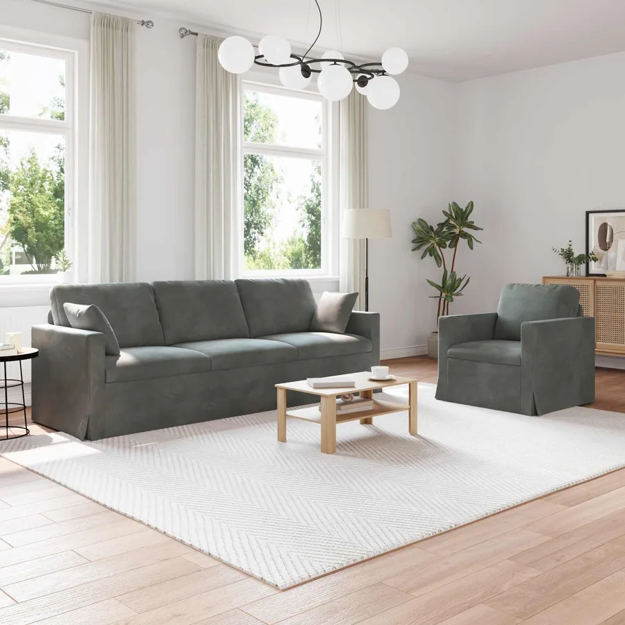 Ensemble de Canapés 2 pcs Gris foncé 228 x 78 x 80 cm Velours