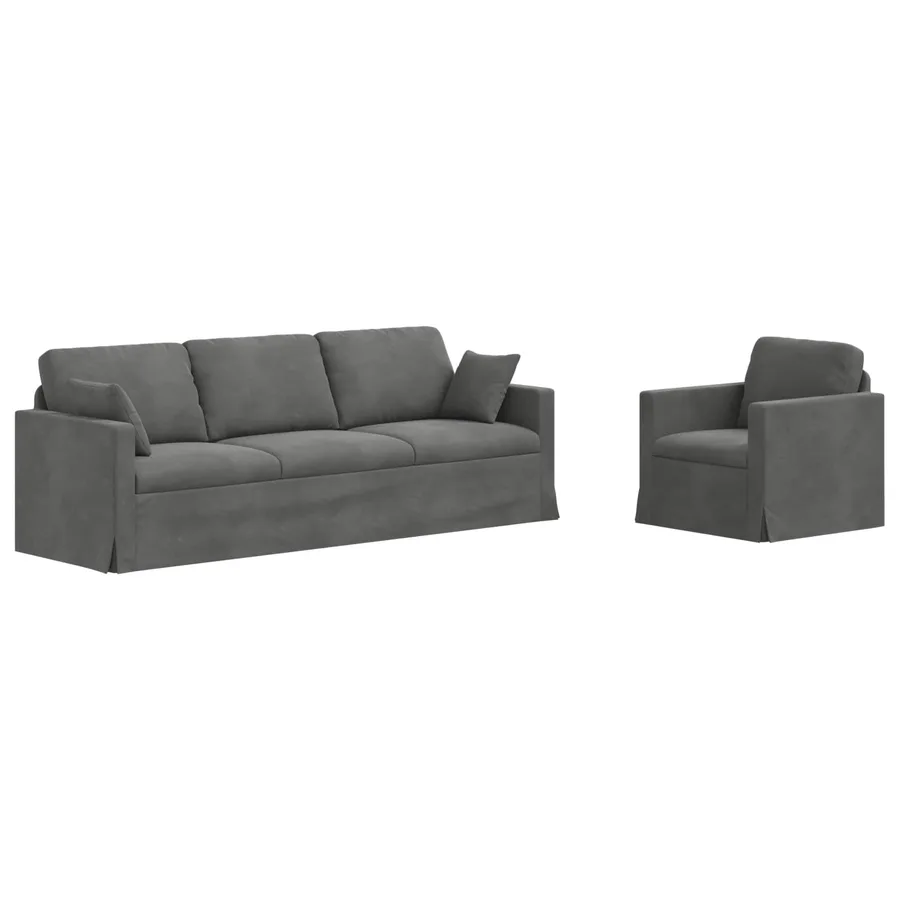 Ensemble de Canapés 2 pcs Gris foncé 228 x 78 x 80 cm Velours - 2