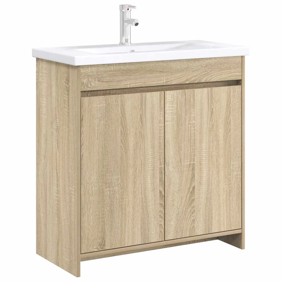 Meuble sous lavabo de salle de bain Chêne Sonoma - 3