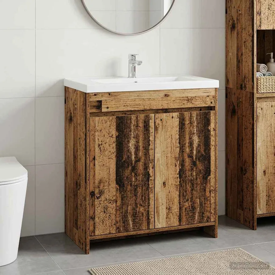 Meuble sous lavabo de salle de bain Bois ancien