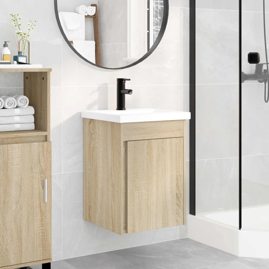 Meuble de salle de bain avec robinet Chêne Sonoma