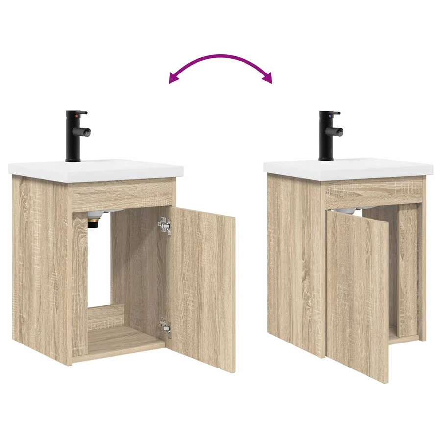 Meuble de salle de bain avec robinet Chêne Sonoma - 9